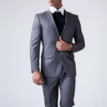 2 шт.(куртка+ штаны) дешевые серые смокинги для жениха лучшие мужские костюмы на заказ свадебные костюмы из микрофибры Формальные костюмы для торжественных случаев
