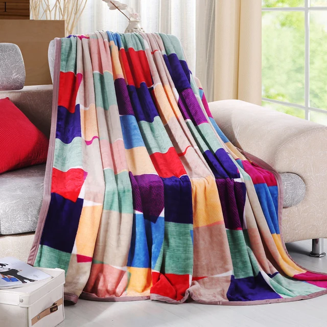 U miss Colorful Print Throws throw Blanket Coral Fleece Bedspread Sofa