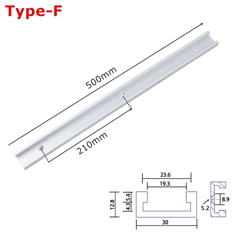 Торцовочная плита слайдер т-трек алюминиевый сплав слот Торцовочная дорожка для фрезерного станка Настольная пила Торцовочная столярная DIY Деревообрабатывающие инструменты - Цвет: Type-F