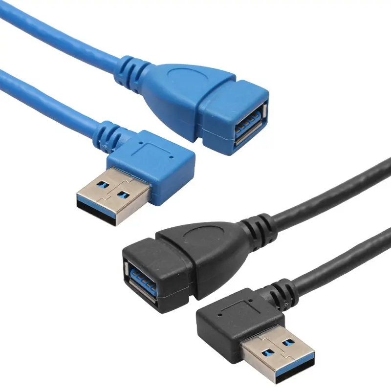 1 шт. USB 3,0 правый угол 90 градусов Удлинительный кабель для мужчин и женщин адаптер Шнур USB кабели