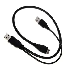 Free shippingUSB 3.0 DUAL Power Y Shape 2 x Type A TO Micro B High Speed Cable External Hard Drive Disk