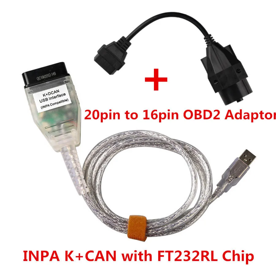 Лидер продаж интерфейс INPA K + CAN OBD и ADS RS232 с 20 контактными разъемами OBD1 DCAN USB для BMW