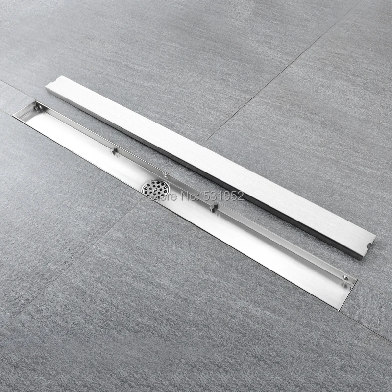High Quality 80CM SUS304 Stainless Steel Floor Drain Tile Insert Rectangular Anti-Odor Shower Floor Drain Gate Drain