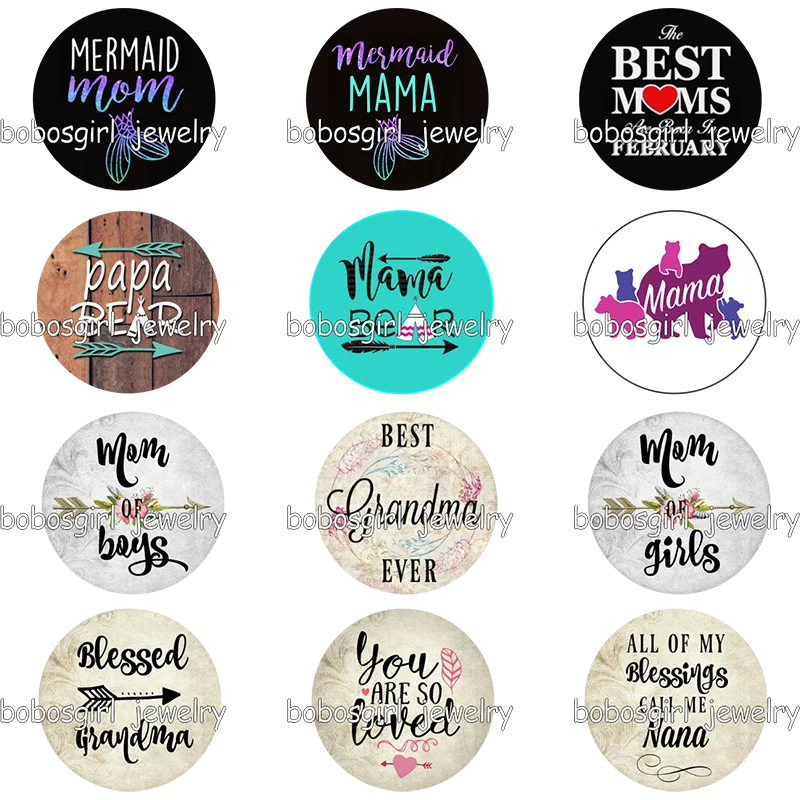 

MAMA PAPA MOM NANA glass snap button photo print Phone Holder GS9876