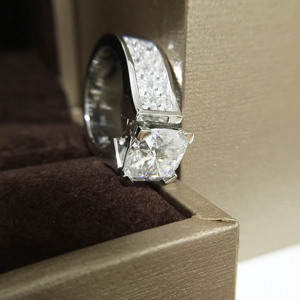 1,5 карат ct 7 мм обручальное кольцо из муассанита с бриллиантами, двойное кольцо из настоящего белого золота 14 к 585 пробы