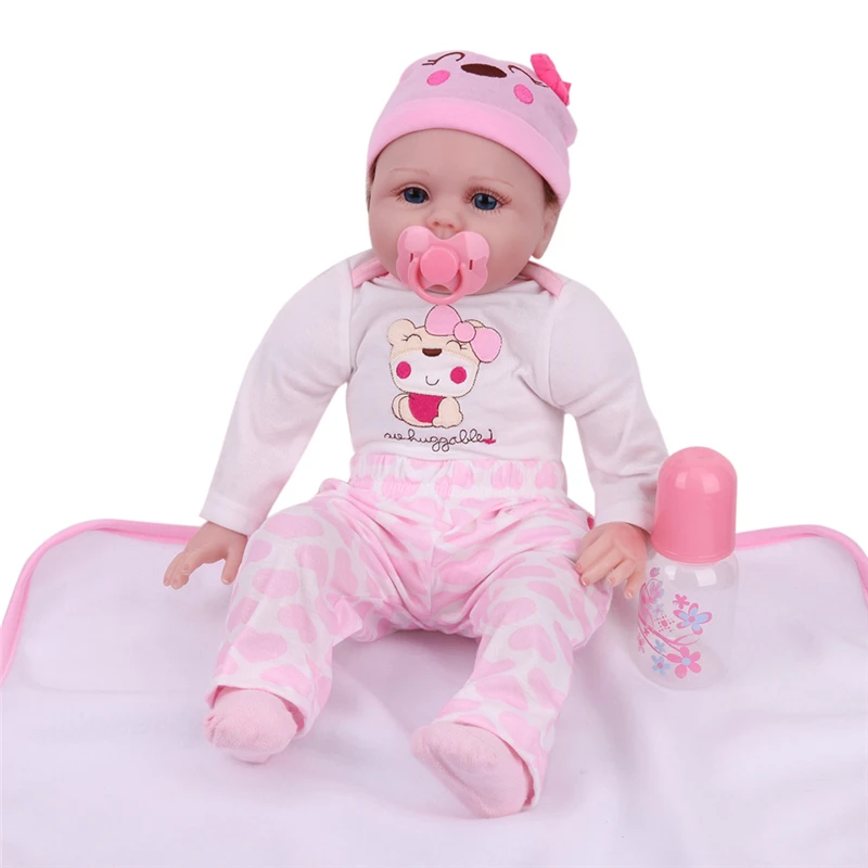 

55cm Soft Silicone Reborn Baby Dolls Handmade Cloth Body Babies Doll Toys for Girls Play House Growth Partner Brinquedos Boneca