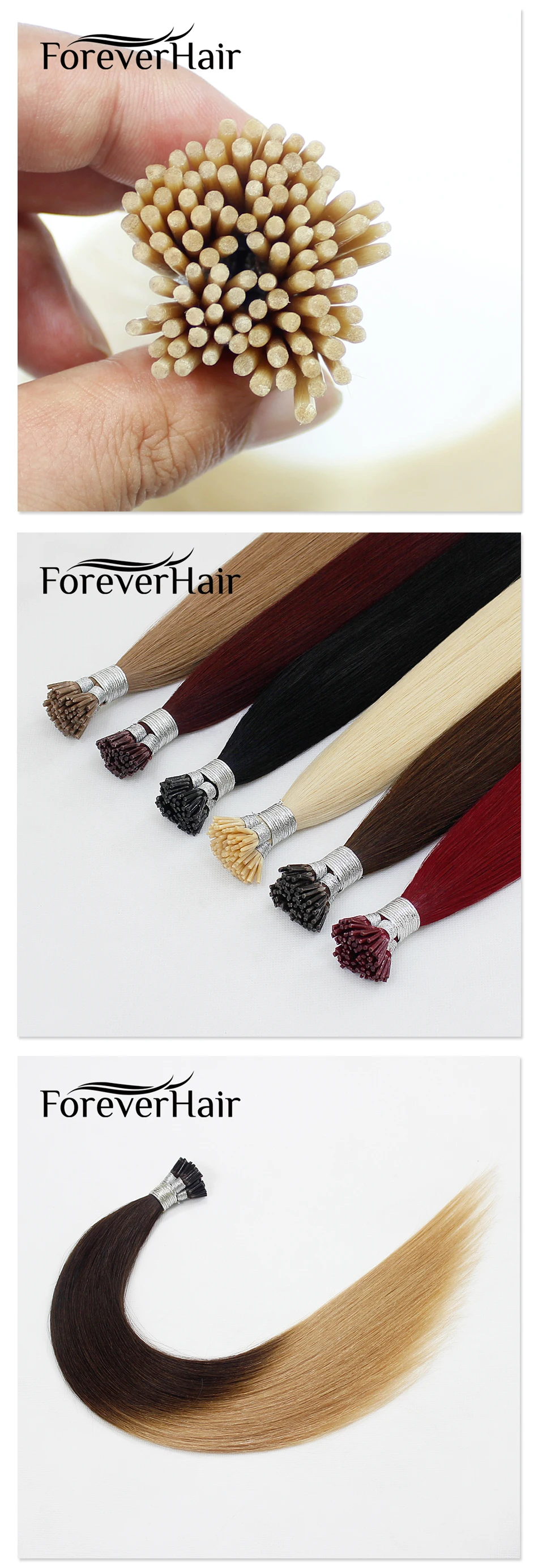 FOREVER HAIR 0,8 г/локон 1" 18" 2" Настоящие Remy I Tip человеческие волосы для наращивания кератиновые бонды прямые европейские Горячие fusion волосы 50 штук