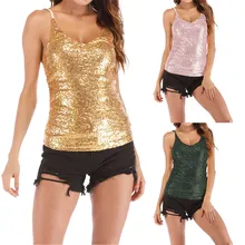 Женский однотонный сексуальный топ без рукавов с v-образным вырезом и блестками без бретелек, укороченная блузка, камзол, жилет, укороченная женская блуза#0103 A#487