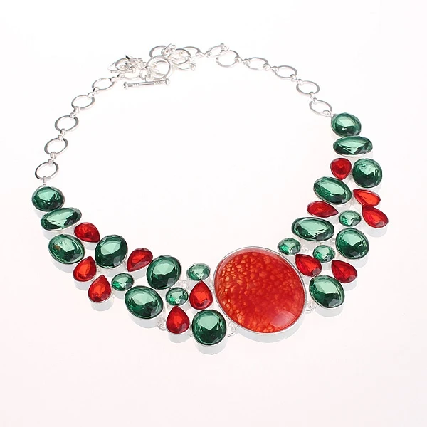 Christmas Gift High Quality Red Green Fashion Synthetic Crystal Choker Necklaces For Women SGN-P026