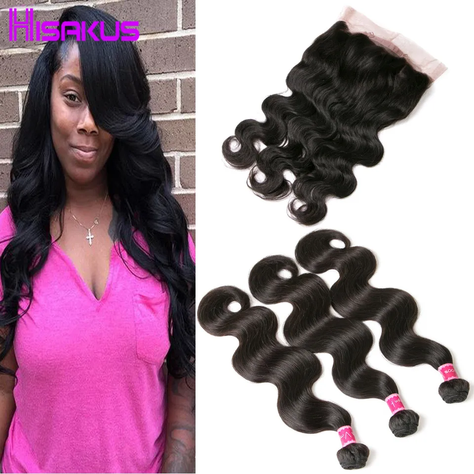 

360 Lace Frontal Closure With Bundles Human Hair Bundles Frontal Brazilian Body Wave With Closure 3 Bundles With Frontal Closure