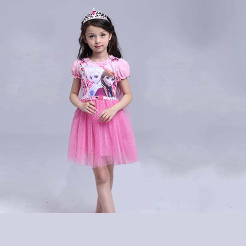 Disney Frozen Girl Dress Spring Summer Super Western Air Love Queen Princess Dress Summer Child Aisha Dress