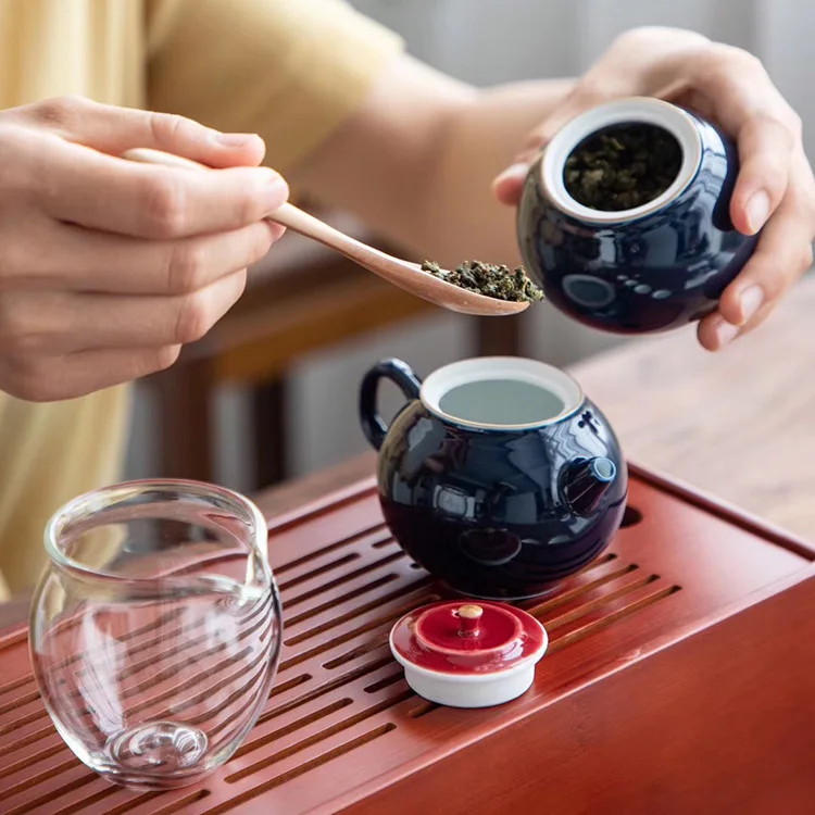  TANGPIN blue ceramic teapot with 4 cups a tea sets portable travel tea set drinkware
