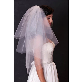 

ISHSY Vintage 3Layers Bridal Wedding Veils With comb Simple Tulle Wedding Accesssory Brides Voiles Mariage velos de Novia 2019