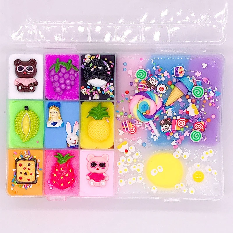 Brinquedos para as Crianças Presente de Aniversário Faça Você Mesmo Novos Personagens Lodo Argila Fruto Macio Elástico Elasticidade Boneca Crianças Natal Conjunto 500 ml 9 Cheap Argila de modelagem