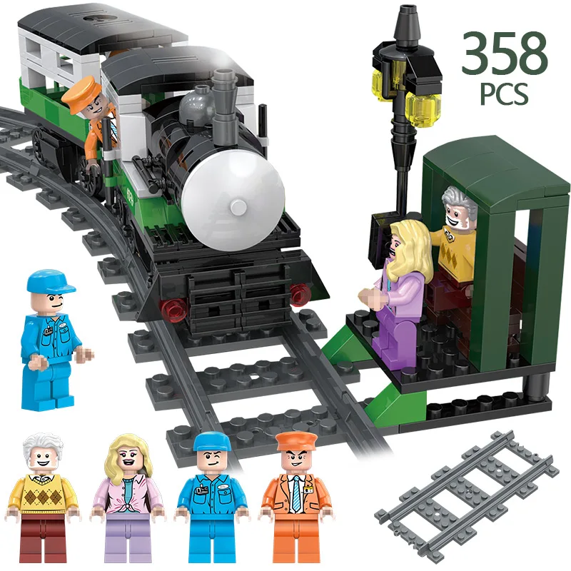 City Series Emerald Passenger Train Bricks Set Compatible LegoINGLY City Technic Figures track Model Building Block Toys For Kid