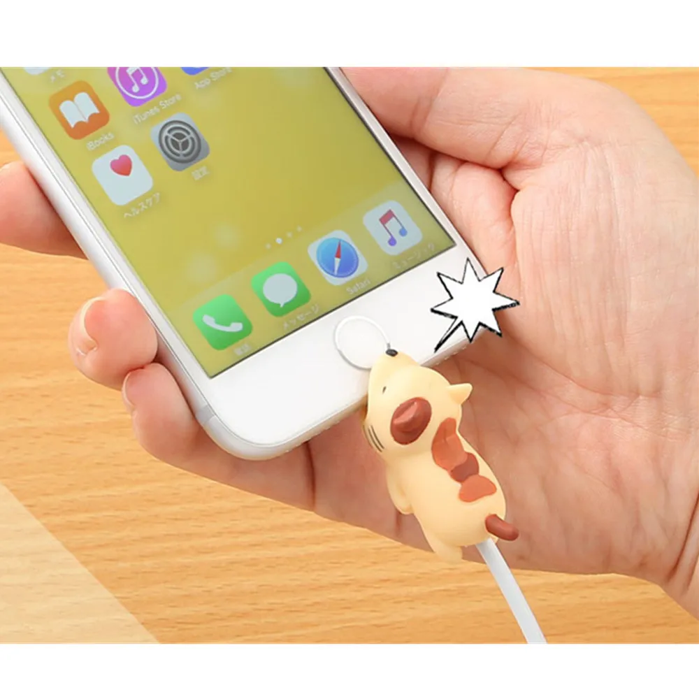 Universal Cable Bite Cartoon Stub Take a Bite Mobile Phone Accessories for iPhone 8 Plus X Charger Port Dust Plug Cable Styling