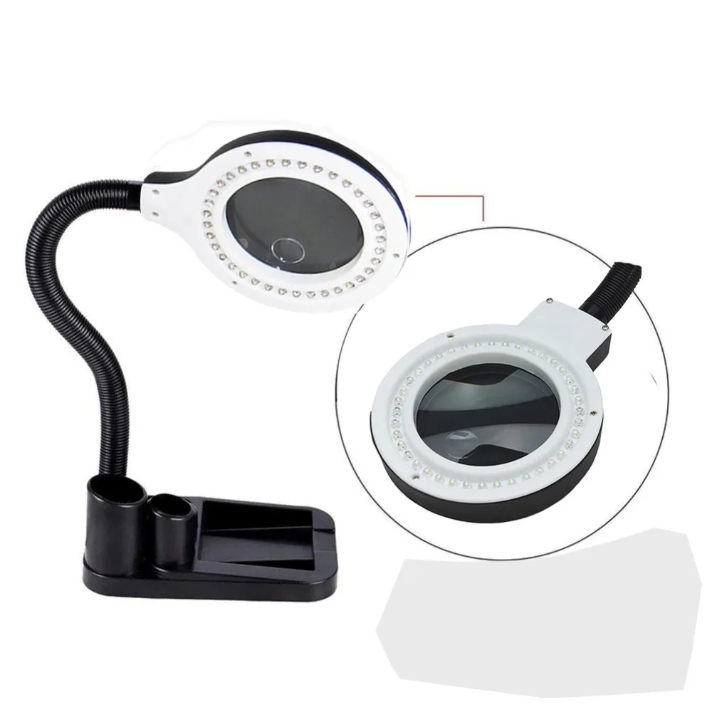 Crafts Glass Lens LED Desk Magnifier Lamp Light 5X 10X Magnifying