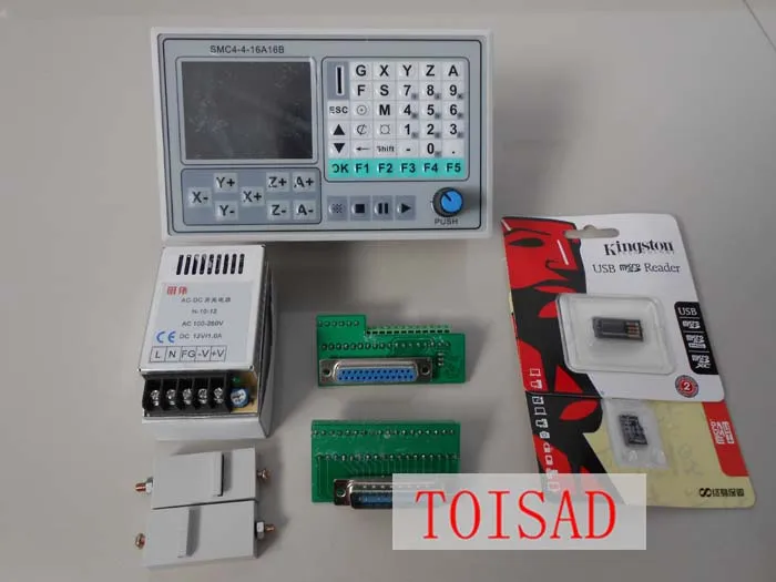 

50KHZ CNC 4 Axis Offline controller Breakout Board Engraving Machine Control System Card SMC4-4-16A16B+ 1Pcs Power Supply