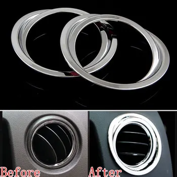 

For Jeep Compass 2011-2015 Car styling 2pcs/set ABS Car Interior Center Dashboard Air Outlet AC Vent Trim Cover Ring Decoration