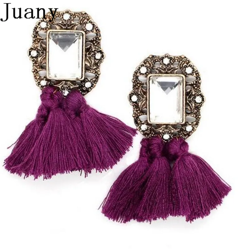Bohemian Crystal Tassel earring vintage ethnic long tassel earring women geometric alloy Plating dangle drop earring 2018 11