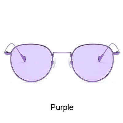 Два ocklock Ретро Круглые Солнцезащитные очки женские брендовые дизайнерские маленькие прозрачные красные металлические солнцезащитные очки без оправы аксессуары X66156 - Цвет линз: Фиолетовый