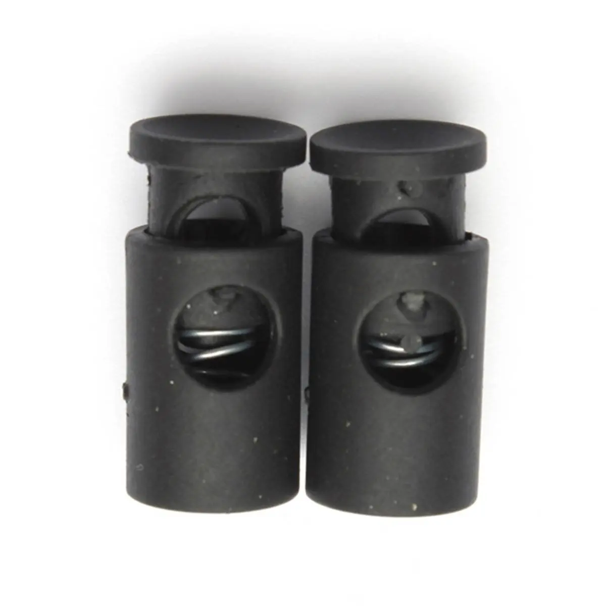

2 PCS Plastic Shoe Buckle Stoppers Lace Blocker Cord Lock Buttons Cord Strap Seam With Interior Spring Black