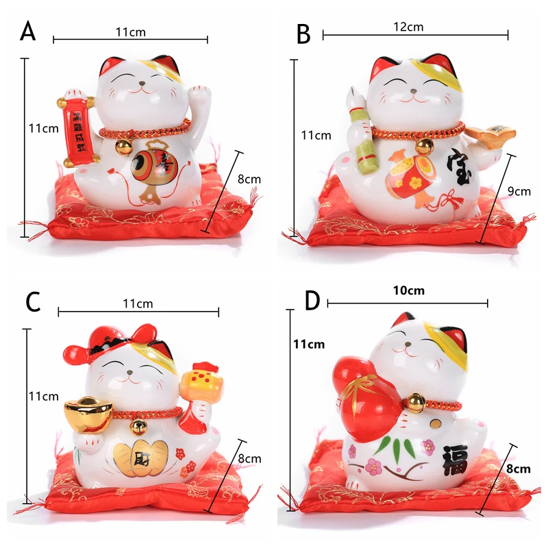 4 дюймов керамическая статуэтка Maneki Neko Lucky Cat Копилка Фортуна украшения "кошки" копилка фэн-шуй бизнес подарок