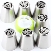 Pastelaria russa 7 pçs/pçs/set bicos tulipa confeiteiro piping creme bicos dicas 1 pcs acoplador dicas de decoração conjunto bolo cupcake decorador(China)