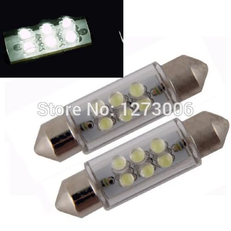 2 PCS 39mm 6LED Double Sharp Lights DC 12V 2.7W Car Interior Bulbs