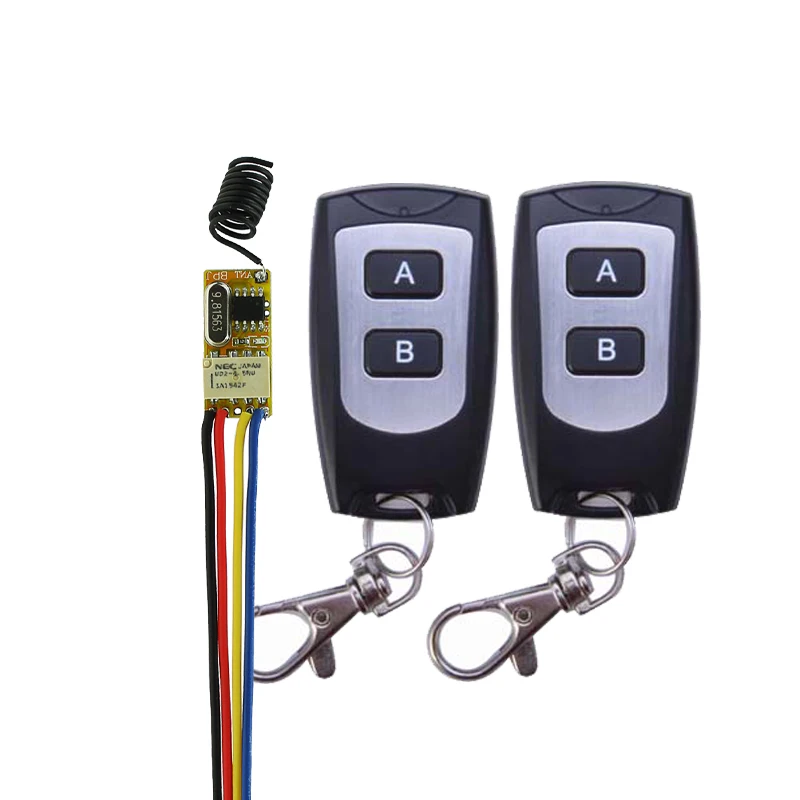 

Small Remote Relay Switch 3.6V 4.8V 5V 6V 9V 12V Wide Voltage Mini Receiver Transmitter Normally Open Close Wireless Switch