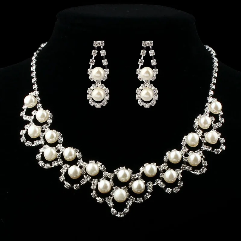 

Prom Wedding Bridal Jewelry Crystal Rhinestone Necklace Earring Sets C