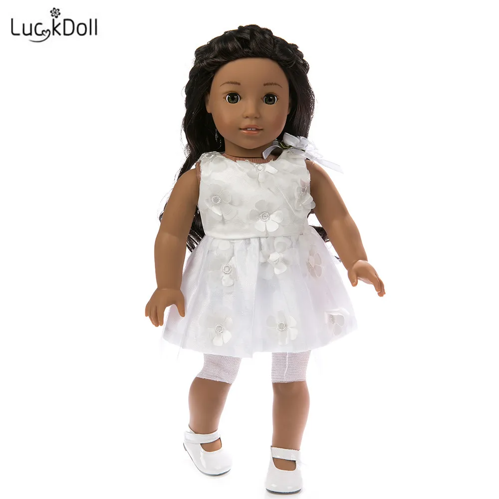 Белое платье LUCKDOLL с трусиками аксессуары для кукол подходит американской куклы 18