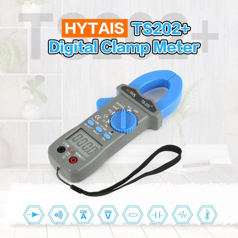 

HYTAIS TS202 Digital Clamp Meter True RMS Multimeter AC DC Frequency NCV Resistor Capacitor Diode temperature Tester Clamp Meter