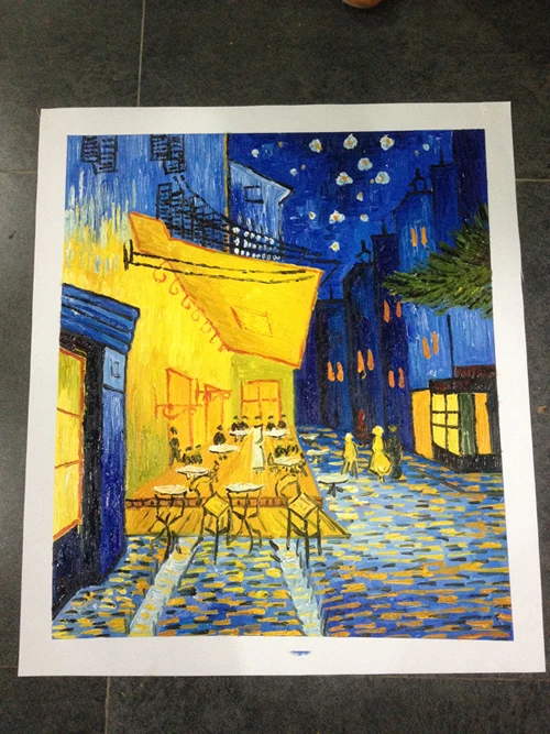

Canvas Oil Painting Wall Picture For Living Room European Fireplace Famous Painting Reproduction Van Gogh The Cafe Terrace Night