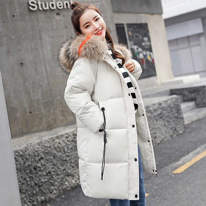 2018 Winter new arrival hooded women down coat fur collar zippers long down coat female warm
