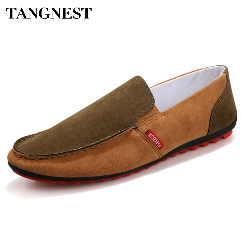 

Tangnest Autumn New Men's Loafers 2017 Fashion Mixed Color Men Slip-on Flats Round Toe Comfortable Driving Shoes For Man XMR2093