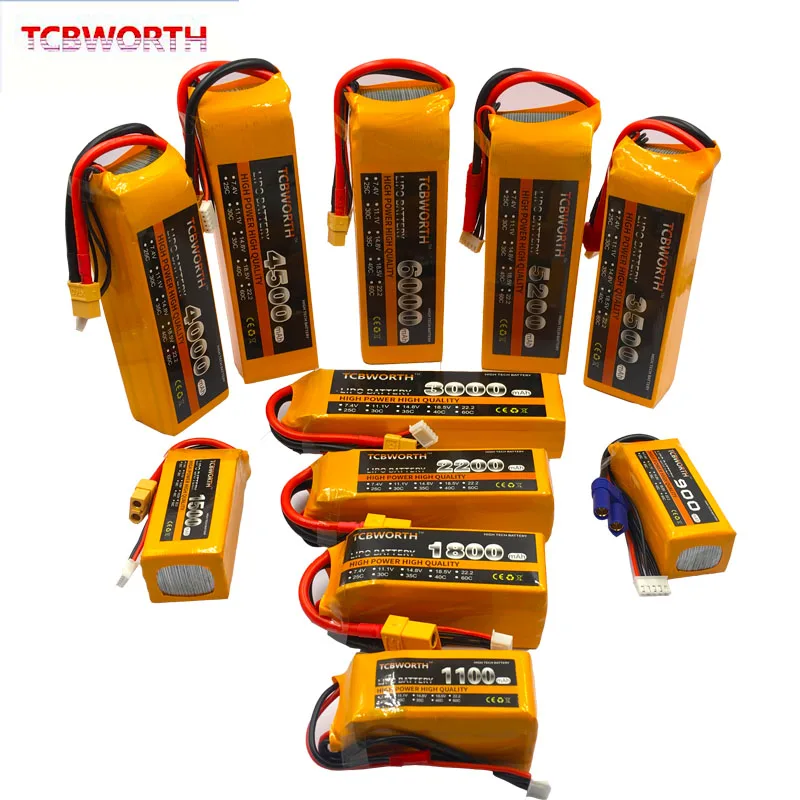 4S RC Lipo батарея 4S 14,8 V 1100mAh 1300mAh 1500mAh 1800mAh 2200mAh 2600mAh 25C 40C 60C для RC самолета вертолета квадрокоптера 4S