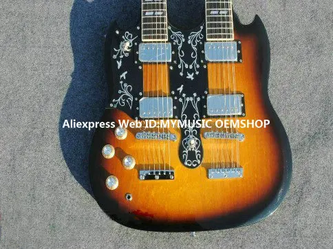 

Honey Left Handed Double Neck Electric Guitar 6/12 Strings New Arrival Wholesale Guitars from China