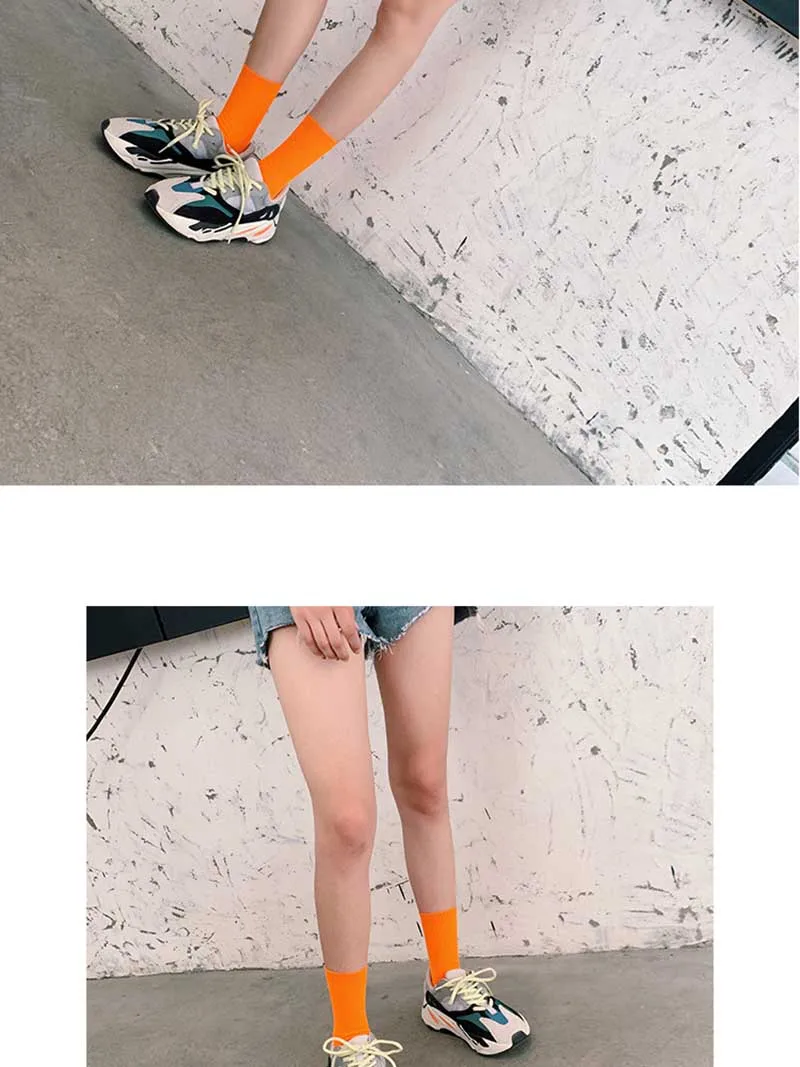 Цветные яркие однотонные носки женские Харадзюку Носки ярких цветов кучи носков уличная одежда японский стиль колледжа Sokken Skarpetki