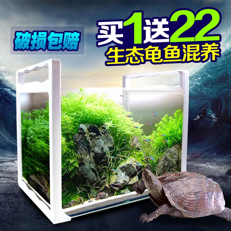 Glass Large turtle cylinder square belt turtle tank reared