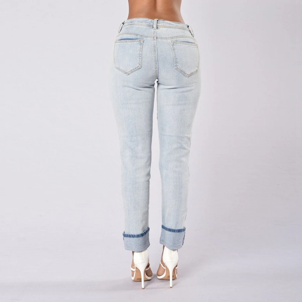 NORMOV/модные женские рваные джинсы для женщин, синие повседневные джинсовые брюки Akle-length, Летние Осенние простые прямые брюки, брюки