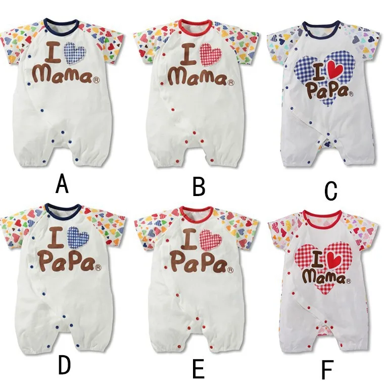 2014 Newborn Baby Romper PaPa And MaMa Designs Cute 6 Free Shipping F040 | Детская одежда и обувь