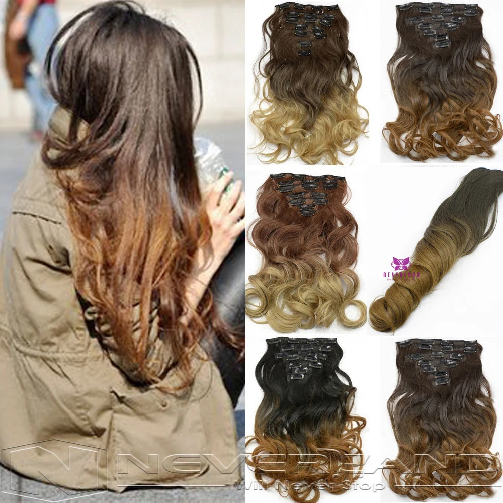 7pcs/set Clips In Hair Extension Curly Wavy Fake Hair ...