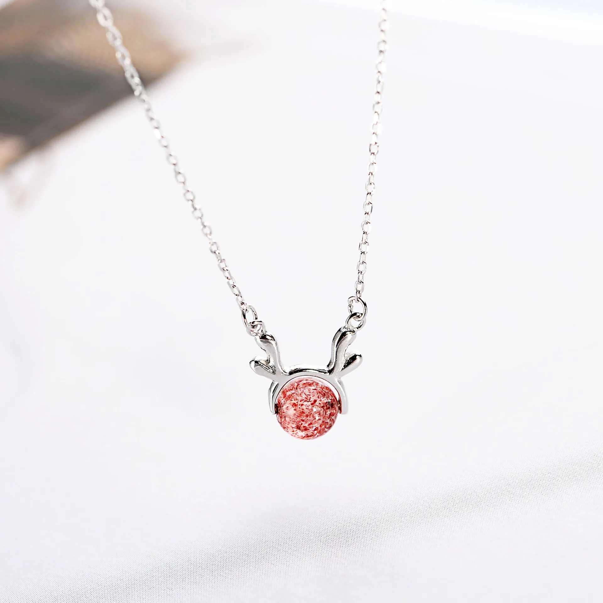 strawberry Elk necklace woman 100% 925 Sterling silver nacklace Jewellery Clavicle chain pendant charms gift