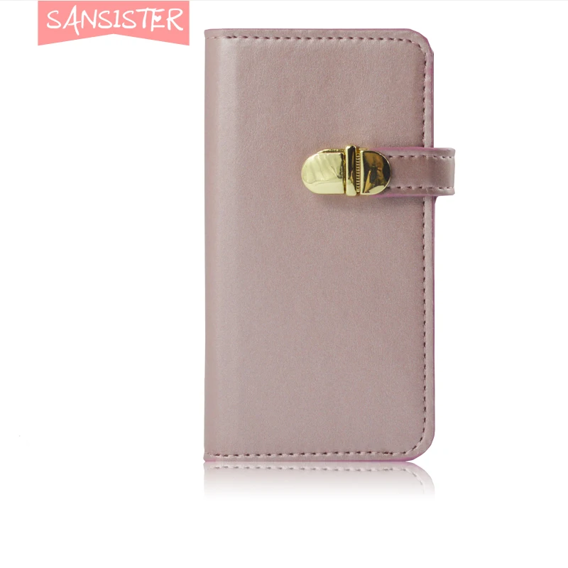 

Sansister leather case for iphone 7 plus brand original Rose Pink wallet cover with makeup mirror multifunctional flip bag
