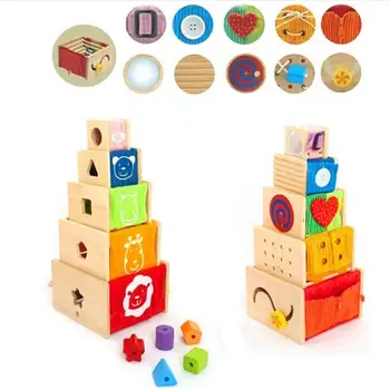 Candice Guo Montessori Wooden Toy Wisdom Shape Match Colorful Box Tower Block Game Baby Educational Birthday Christmas Gift Set Buy At The Price Of 25 63 In Aliexpress Com Imall Com