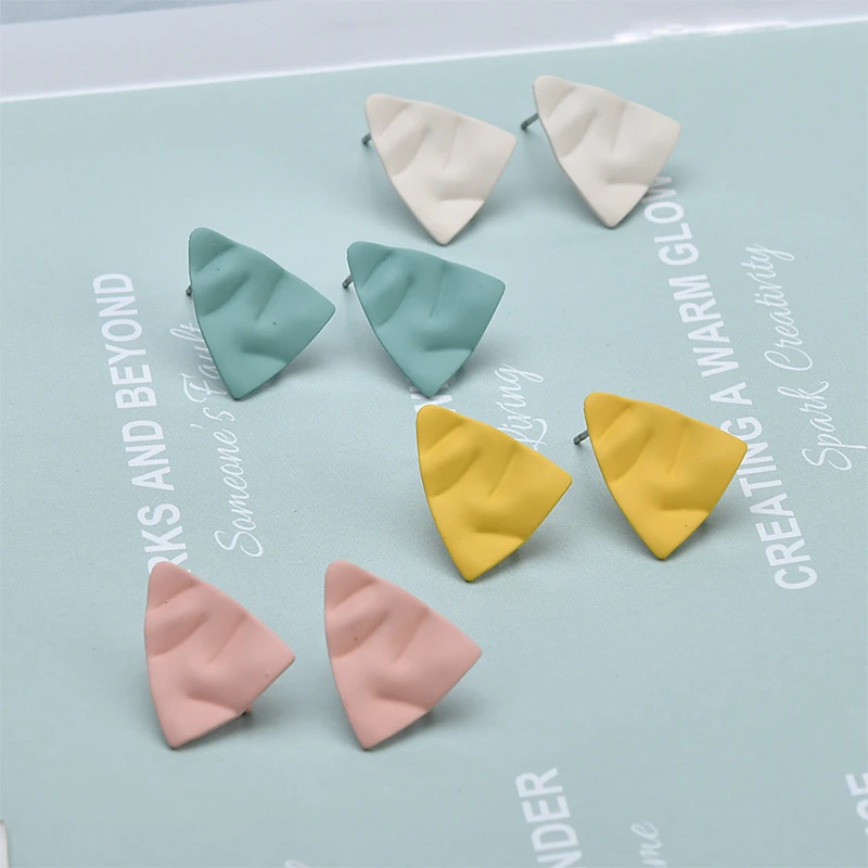 

Spring and summer Morandi color personality spray triangle earrings ear needle diy earrings material Accessories