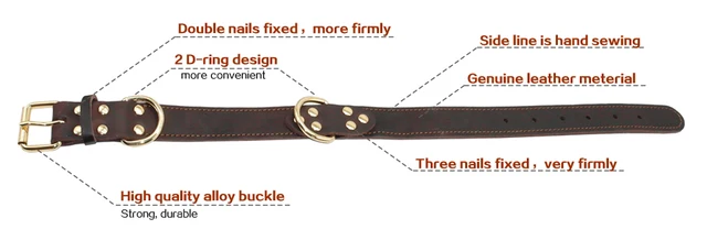 Collier chien en cuir véritable pour chien, robuste pour l'entraînement des animaux domestique – Image 3