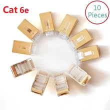 10Pcs/lot CAT6e gold plated FTP RJ45 Network Cable Modular Plug  8P8C crystal head