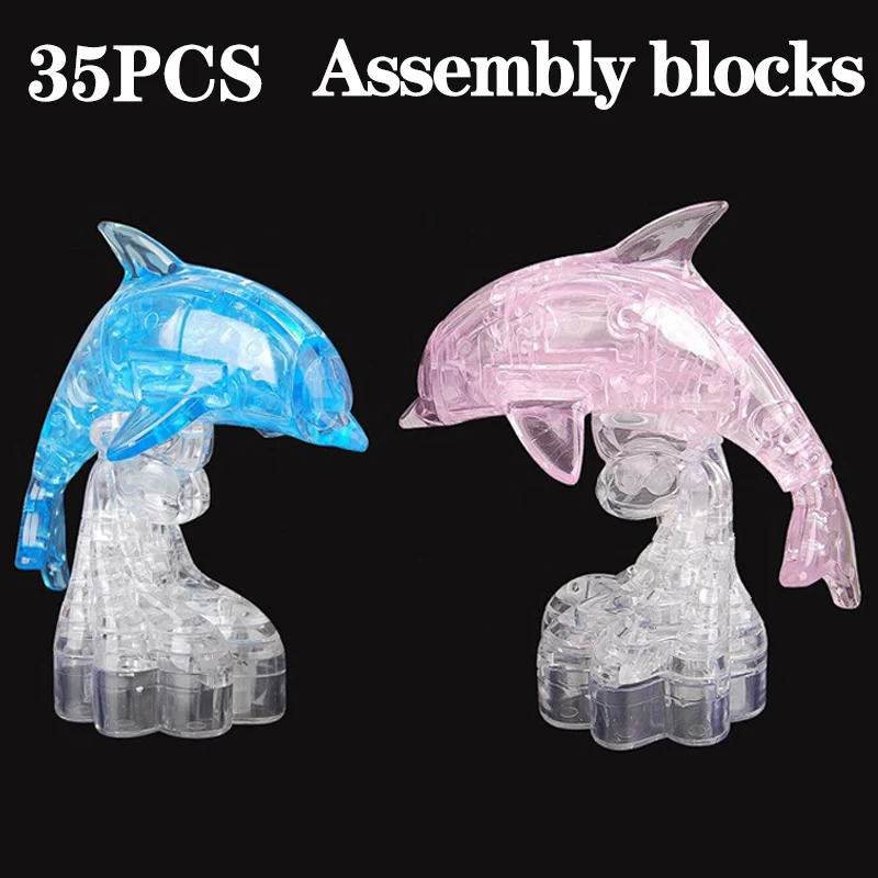 

Three-Dimensional Toys Home Furnishing Jewelry DIY 3D Crystal Dolphin Blocks Educational Toys Gift for Kids for Adult